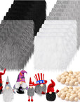 20 Pcs Faux Fur Fabric 10" X 10" with 40 Pcs Wood Balls Shaggy Faux Fur Square Patches, Gnome Beards for Crafting Sewing Costume Rug Pillow Cushion Pad Chair Cover Christmas (Bright Color)