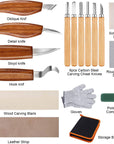 26-In-1 Wood Carving Kit with Detail Wood Carving Knife, Whittling Knife, Wood Chisel Knife, Gloves, Carving Knife Sharpener for Spoon, Bowl, Kuksa Cup (26PCS)