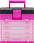 Pink Tackle Box for Women, 4 Drawer, 13 Compartment Tool Storage Organizer for Crafts, Dolls, Nail Kits, Sewing (10 X 10 Inches)