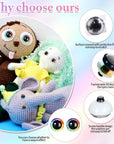 18Pcs 12-18Mm 3D Rainbow Glitter Safety Eyes for Crocheting with Washers Safety Eyes for Amigurumi Crochet Animals Halloween Decorations Crochet Accessories Gift for Crochet Lovers