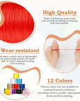 12 Rolls Nylon String for Bracelets, Satin Rattail Silk Cord Silky Beading String for Kumihimo, Braided Bracelets, Pendants Necklace, Macrame Craft, Keychains Lanyards, Jewelry Making