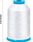 2-Pack Premium 90 WT Machine Embroidery Bobbin Thread White - Set of 2 X-Large Huge Polyester Cones 5500 Yards Each Spool Lint Free White Thread - Compatible with All Embroidery and Sewing Machines