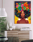 DIY African Woman Paint by Numbers for Adults Canvas, Flowers and Girl Paint by Number Kits on Canvas - Frameless Oil Painting Kits Arts and Crafts for Home Decor Present 16X20 Inch