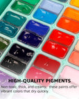 HIMI Twin Cup Jelly Gouache Paint Set, 48 Colors X 12Ml/0.4Oz with 3 Brushes & a Palette, Non-Toxic, Jelly Guache Paint for Canvas and Watercolor Paper - Perfect for Beginners, Students, Artists