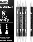 Dual Tip White Paint Pens White Acrylic Markers for Rock Painting,Ceramic,Glass,Wood,White Acrylic Paint Markers 8Pcs (White-8 Pack)