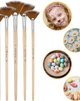 5 Pieces Fan Brush for Painting, Oil Acrylic Paint Brushes Artist Fan Brushes Nylon Hair Long Wood Handle Painting Brush for Acrylic Watercolor Oil Gouche Painting(1