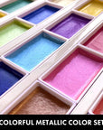GANSAI TAMBI Watercolor Paint 24 Colors Set “Metallic Colors”, Professional-Quality, for Beginners Artists, Kids, Adults, Made in Japan
