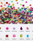 1200 Pcs Acrylic Flatback Rhinestones,12 Different Shape Gems for DIY Craft Jewels Gemstone Wedding Birthday Decoration (6-13Mm) (Acrylic)