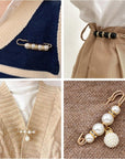 8 Pcs Pearl Brooch Pins,Safety Pins for Clothing Dress Pants Skirt Cardigan Collar,Faux Pearl Rhinestones Brooches for Women Girls Pants Extender Safety Pins