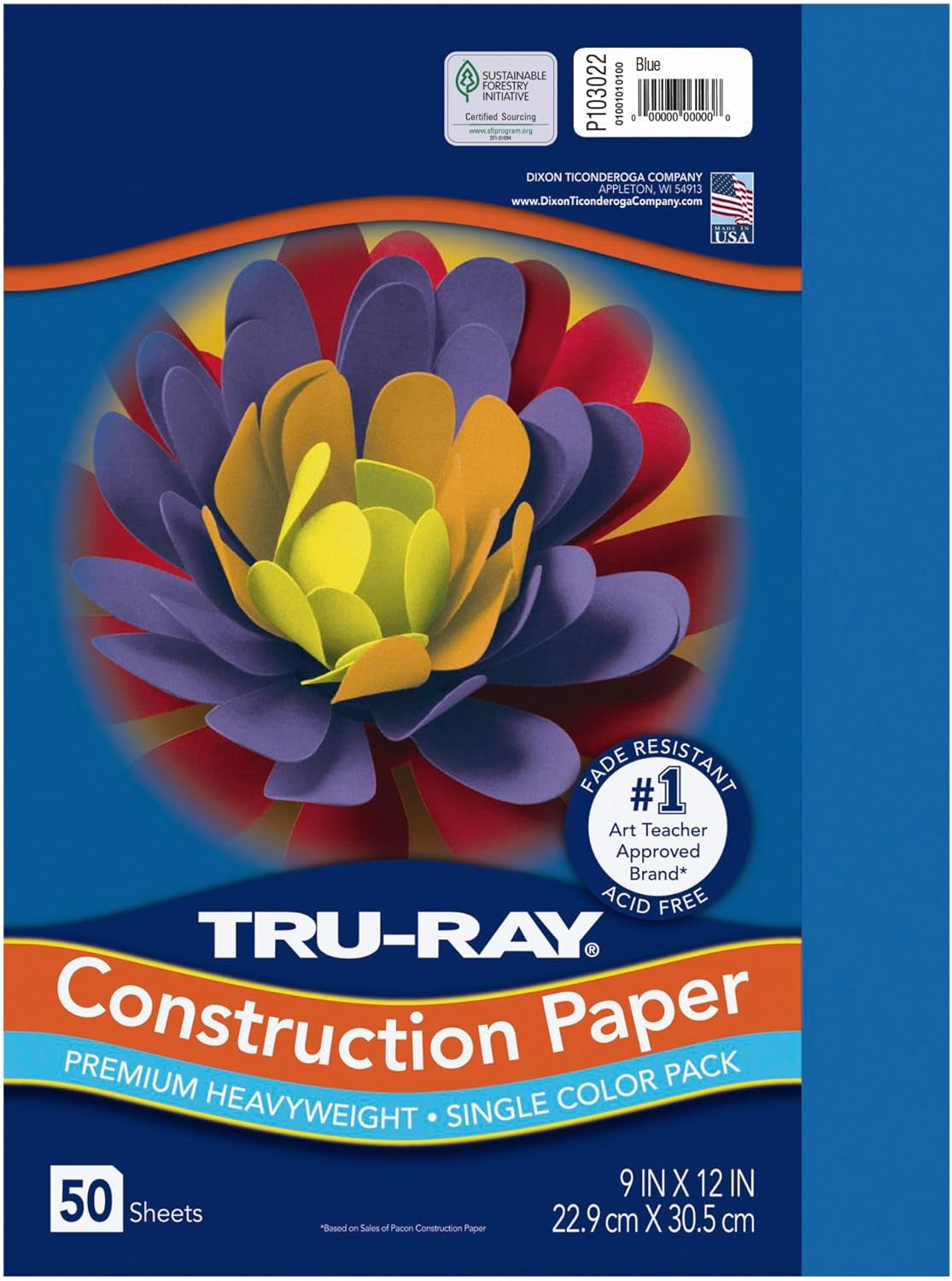 Pacon 103022  Construction Paper, 76 Lbs., 9 X 12, Blue, 50 Sheets/Pack