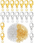 300PCS Lobster Claw Clasps with Open Jump Rings 12Mm Metal Lobster Clasps for DIY Craft Bracelet Jewelry Making (Gold, Clasp: 12X7Mm+Ring:5Mm)