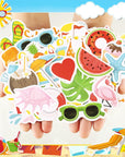 100 Pcs Summer Themed Paper Die Cuts Cardstock Scrapbook Die Cuts Scrapbooking Summer Cut Outs Scrapbook Embellishments for Summer Bulletin Board Decorations DIY Craft Making Supplies