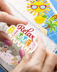 100 Pcs Summer Themed Paper Die Cuts Cardstock Scrapbook Die Cuts Scrapbooking Summer Cut Outs Scrapbook Embellishments for Summer Bulletin Board Decorations DIY Craft Making Supplies