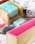 Soap Making Supplies with Soap Molds with Wooden Box, Soap Cutters, Wavy and Straight Scraper, Personalized Labels and Plastic Bags - DIY Adults Craft Kits