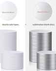 Sublimation Blank Aluminum Stickers Set round Blank Bezel Pendant Tray Aluminum Sheet, Includes Sublimation Blank Discs and Double Side Tapes for Personalized Photo Jewelry Making DIY (50 Pieces)