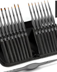 15 Pack Miniature Painting Set, Fine Detail Paint Brushes for Models, Acrylic Watercolor Oil, Ceramic, Shoe, Citadel, Art Figure Paint by Number - Thin Artist Kit Nylon Holder