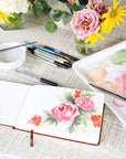 Watercolor Journal, 140 Lb (300 GSM), 64 Cold Pressed 8.5"X5.5" Pages, Watercolor and Mixed Media Travel Journal, Brown PU Leather Hard Cover