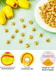 200 Pcs Baseball Beads with 1 Roll of Elastic Rope 10.5 Mm Acrylic Beads for Jewelry Making Softball Beads Sports Beads for Baseball Craft Supplies Acrylic Beads for DIY Making (Softball Style)