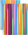 Opal Holographic Heat Transfer Vinyl 11 Pack Holographic Iron on Vinyl Rainbow Vinyl Glitter HTV Metallic HTV Sheets Chameleon Iridescent 11.4"X9.8" for Cricut Silhouette Heat Press