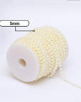 5Mm Faux Pearl Beads Garland Pearl Bead Roll Strand for Wedding Party Decoration, 99 Feet Roll (Ivory)