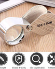 Pocket Jewelry Loupe 30X 21Mm Jewelers Loop Eye Magnifying Glass Foldable Magnifier