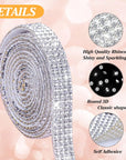 10 Rolls Self Adhesive Rhinestone Ribbon Crystal Diamond Sticker Bling Ribbon DIY Decoration with 2 Mm Rhinestones for DIY Arts Crafts,Wedding Party Decor,Car Phone Decoration.(Each Roll 1 Yard)