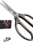 Heavy Duty Scissors 9'', All Purpose, Leather Scissors, Reinforced Stainless Steel Blades with Metal Handles for Home, Office, Easy Cutting Cardboard, Fabric, Carpet, Leather
