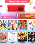 6 Pack Plastic Small Multi Colorful Crayon Box,5.31" X 2.95" X 1.97",Stackable Translucent Sewing Fishing Tool Storage Case Container Organizer for Craft Office Supplies Makeup Items