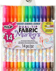 Dual Tip Fabric Markers 14 Pack - Fine Tip & Brush Tip