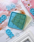 Tic Tac Toe Resin Mold with 5 Chess Pieces Molds, X O Board Game Silicone Molds for Resin Casting,Diy Tabletop Board Game