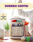 Crochet Bag Organizer – Durable Knitting Bag, Yarn Organizer for Crochet Accessories and Supplies, Canvas Yarn Bag, Crochet Organizer with Accessories Case, Yarn Storage Organizer
