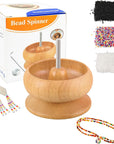 Upgrade Wooden Bead Spinner with 2 Pcs Big Needles,8000 Pcs Seed Beads and 1 Surprise Gift Pack for Jewelry Making Tools,Quickly Stringing Beads Tool, Manual Operated