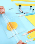 24 Pieces Clay DIY Tool Set, Acrylic Clay Roller, Acrylic Sheet, Plastic Scraper Backing Board, Stainless Steel round Circle Shape Cutter, Plastic Polymer Clay Shaping Tool for DIY Craft (Colorful)