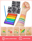 Pride Face Paint Kit - 6 Color Rainbow Face Body Paint with Pride Makeup Stick, Stencil Stickers, and Pride Bracelet - Perfect for Gay Pride Parade, Pride Month Celebrations and Party