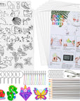 Heat Shrink Plastic Sheets Kit 145Pcs Shrink Art Kit Including 20Pcs Shrinky Paper Sheets 6Pcs Traceable Picture Keychains Accessories- Perfect for Shrinky Dink Sheets Crafts Making