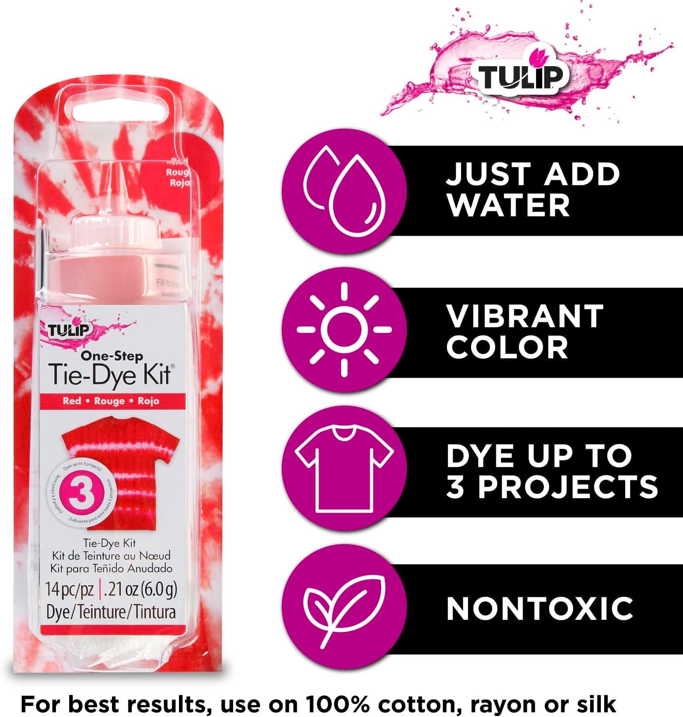 One-Step Tie-Dye Kit  Fabric Dye Open Stock 21543 Fdy Opstk Red 3/36, as Detailed
