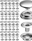 108Pcs 15Mm Stainless Steel Fastener Snap Press Stud Cap Button Marine Boat Canvas Line 24(4 Components, 27Pcs for Each)