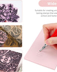 4 Pack Rubber Block Stamp Carving Blocks with Cutter Tools and Rubber Brayer Roller for Printmaking and More Crafts