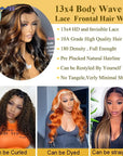 Fayniss Highlight 13x4 Body Wave HD Transparent Lace Front Wigs Body Wave Lace Frontal Wig For Women 180% Density Pre Plucked