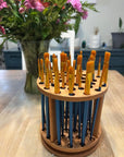Rotating Paint Brush Holder - Handmade Paint Brush Holder Rotating Art Supply Organizer – Large Capacity Cherry Hardwood Brush Organizer for Desk, Arts and Crafts