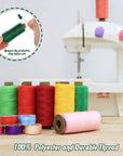50Pcs Bobbins Sewing Thread Kit, 400 Yards per Polyester Thread Spools, Prewound Bobbin with Case for Brother Singer Janome Machine, 25 Colors