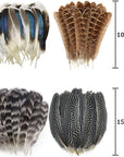 40Pcs Natural Pheasant Feathers, Spotted Feathers, Turkey Feathers, 4 Styles Feathers for Crafts DIY Hat Floral Arrangements Wing Quill Wedding Home Party