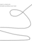 Pack of 50 Ball Bead Chain, Dog Tag Chain Necklace Bulk 24 Inches Silver Nickel Plated Ball Chain for Jewelry Making DIY Crafts 2.4Mm Bead Adjustable Metal Pull Chain with Matching Connector