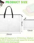 5 Pcs Art Portfolio Bag 19 X 25 Inches Posters Organizer with Zipper and Handle Art Supply Bag and 5 Pcs A4 Pencil Bags 9 X 13 Inches Art Supplies Storage Bag for Large Posters Artwork Bulletin Board