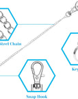 3Pcs Belt Chain, Pocket Chain, Chains for Wallet, Pants, Jeans, Goth Accessories for Eboy, Egirl, Men and Women