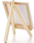 24 Pack 4" X 4" Mini Canvas and Easel Set, Small Art Easel Stand with Canvas Set, Tabletop Wooden Display Stand and Canvas Panels for Artist, Students, Adults, Kids Painting