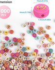 1000PCS Colourful Letter Beads for Threading, 4 X 7 MM, A-Z White Letter Beads and Colourful Heart Beads, Acrylic round Beads for Jewellery DIY Making Crafts Bracelets Necklaces Ornaments-Gold