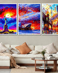 6 Packs Abstract Paint by Number for Adults Canvas, Easy Acrylic Landscape Paint by Numbers Kit for Adults Beginner, World Famous Scenic Spots Oil Painting Kits, Gifts Wall Decor 7.8X11.8Inch