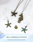 100 Gram Assorted Antique Ocean Themed Charms Bronze Ocean Fish Sea Creatures Beads Pendants for Jewelry Making and Craft Making