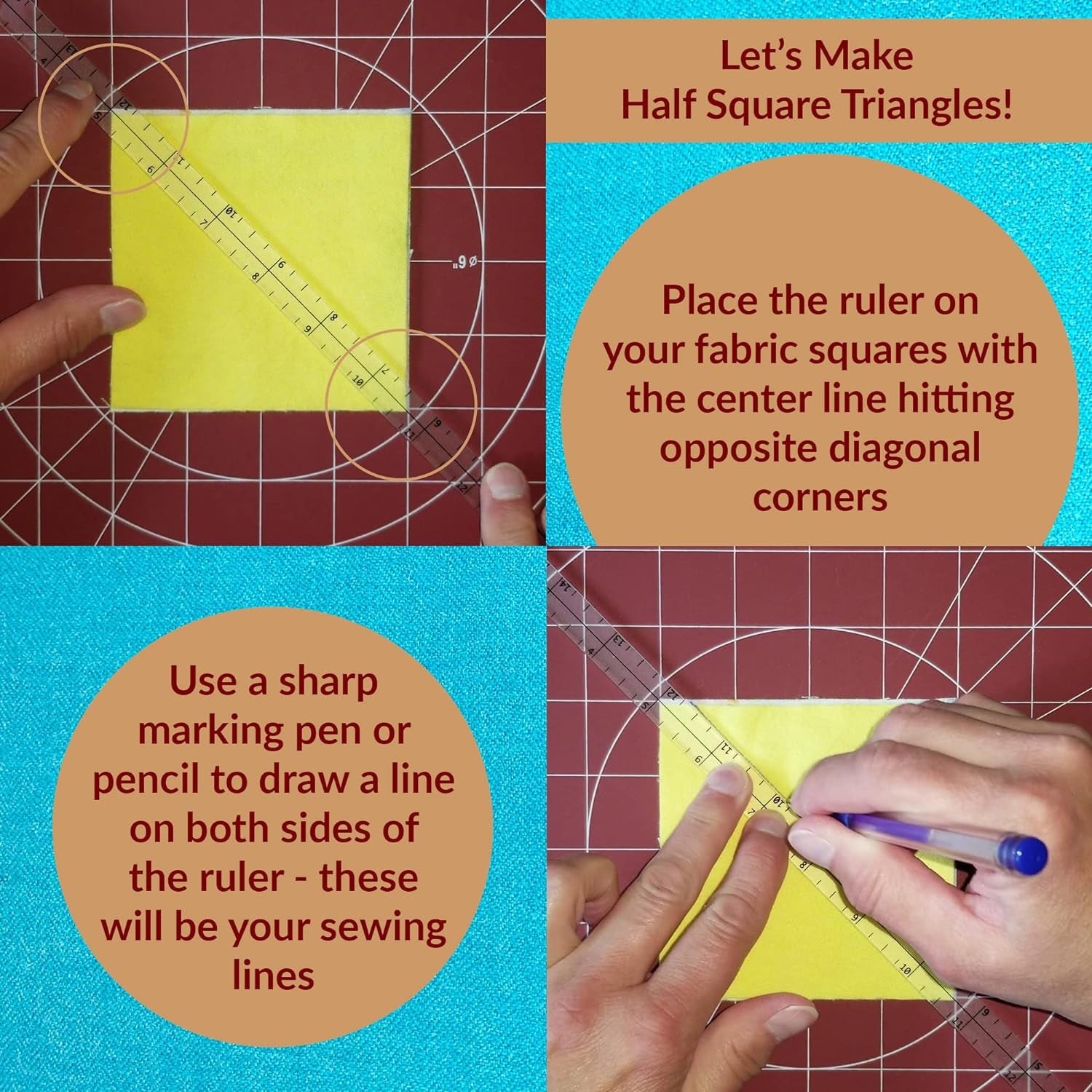 Exclusive | Quarter-Inch Patchwork Sewing Ruler Set | Includes 9" and 17" Quilting Rulers for Precise Marking and Measuring | ¼," ½," and 1" from Each Side | Non-Slip Coating Grips Fabric